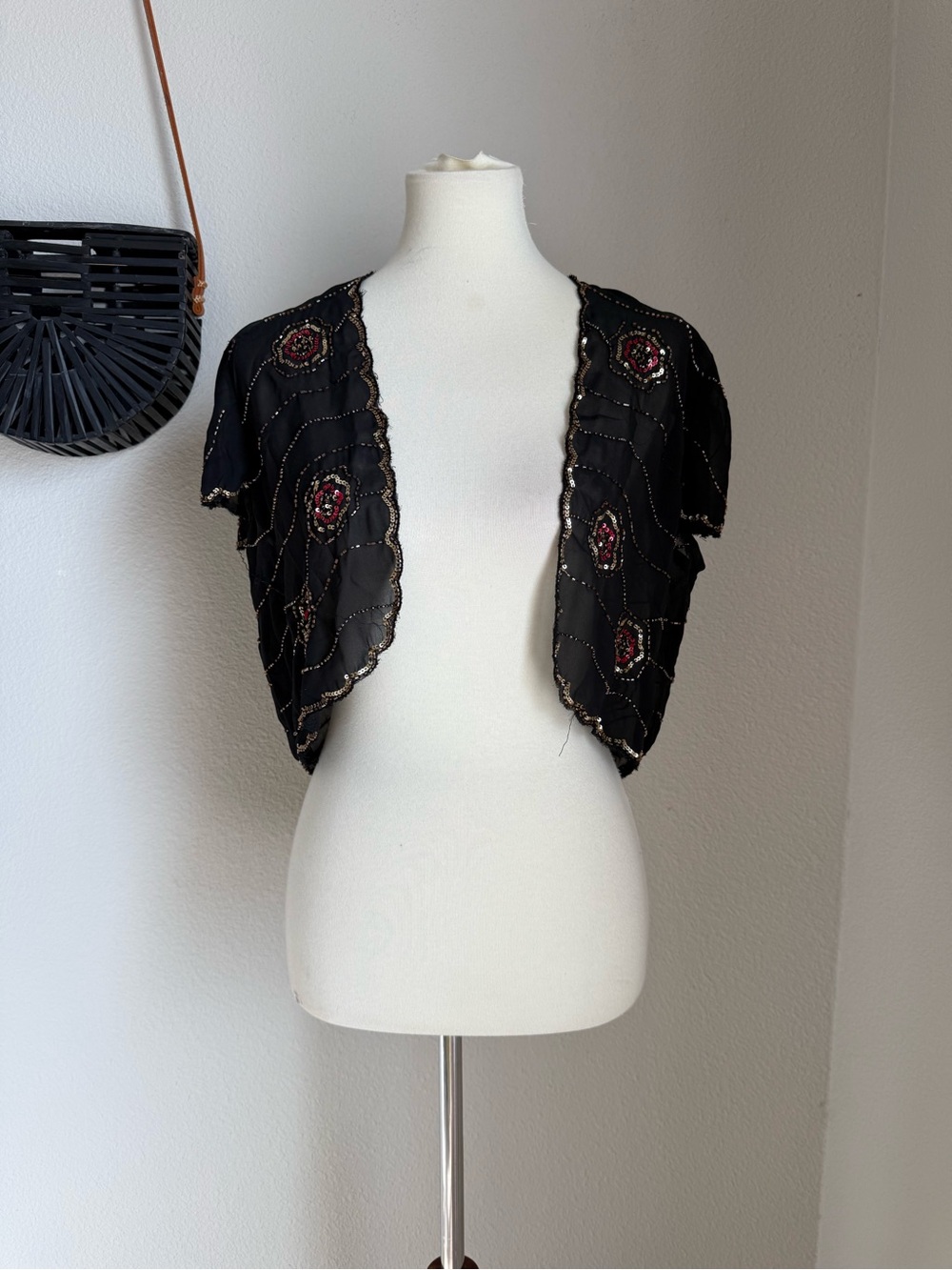 Vintage K Studio Sequin Sheer Cardigan, Size 14